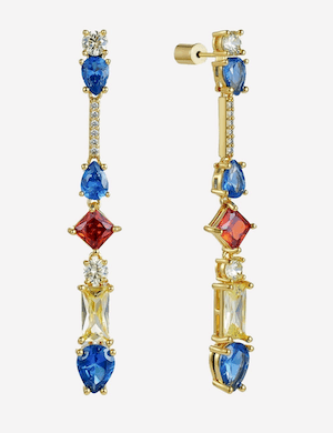 dangle earrings with coloured stones